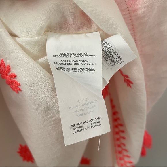 J Crew Embroidered Tunic Kimono Cover Up Beachy Preppy Cotton Womens Size XS - Picture 7 of 8